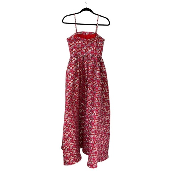 Flora Bea Mecca Maxi Dress pink red strapless full skirt small - Picture 4 of 7